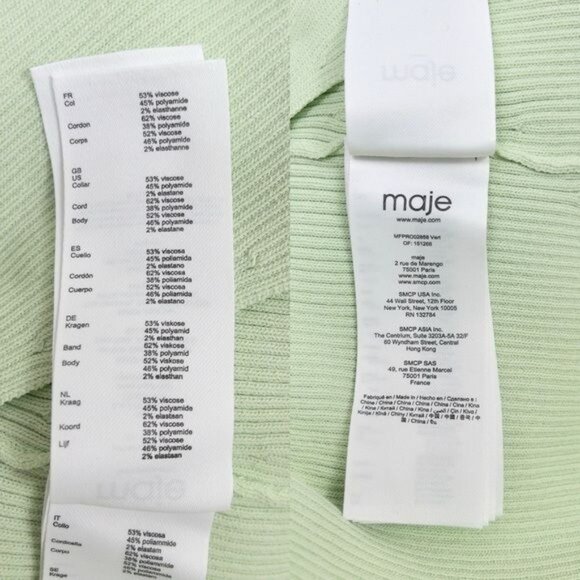 NWT Maje Ruche Tie Back Midi Dress 40 Vert L Ribbed Knit Stretch - Picture 14 of 15